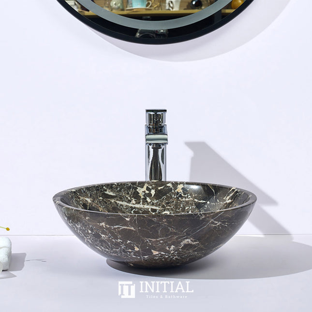 Round Nature Stone Basin Black Marble Finish 420x420x140 ,