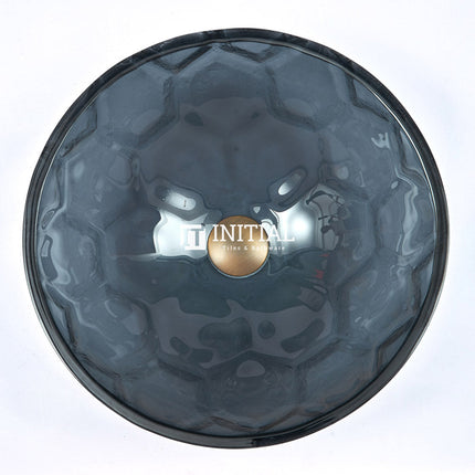 Above Counter Tempered Glass Basin Hexagon Pattern Round Basin 420x420x145 ,