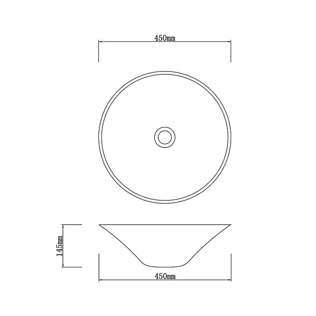 Above Counter Tempered Glass Basin Round Dark Greyish Basin 450x450x145 ,