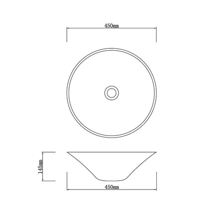 Above Counter Tempered Glass Basin Round Dark Greyish Basin 450x450x145 ,