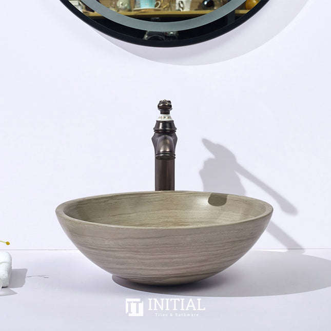 Wooden Grey Marble Stone Round Basin 420x420x140 ,