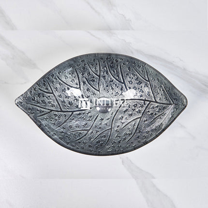 Above Counter Tempered Glass Basin Unique Leaf Shape Basin 590x370x140 ,