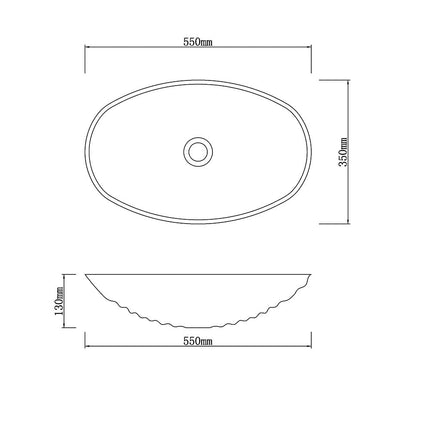 Above Counter Stone Basin Oval Marble Surface Basin 550x350x130 ,