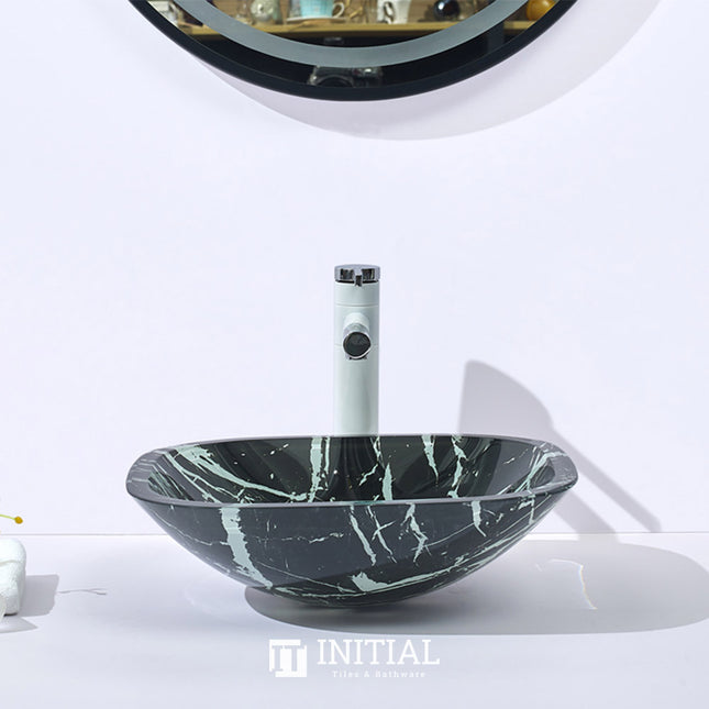 Above Counter Tempered Glass Basin Artistic Square Double Layer 400x400x140 ,