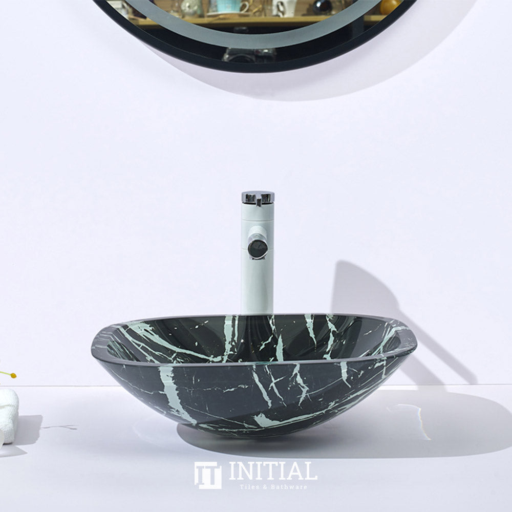 Above Counter Tempered Glass Basin Artistic Square Double Layer 400x400x140 ,