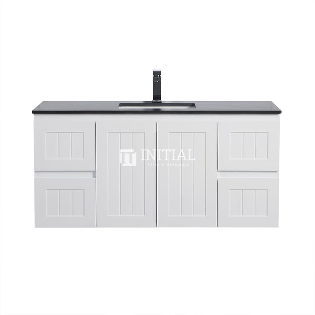 Modern Shaker Matt White Wall Hung Vanity Cabinet & Ceramic Top Single Bowl 1190W X 450H X 560D ,