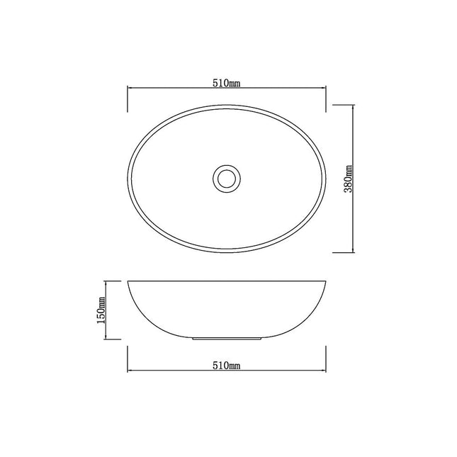 Above Counter Oval Marble Surface Stone Basin 510x380x150 ,