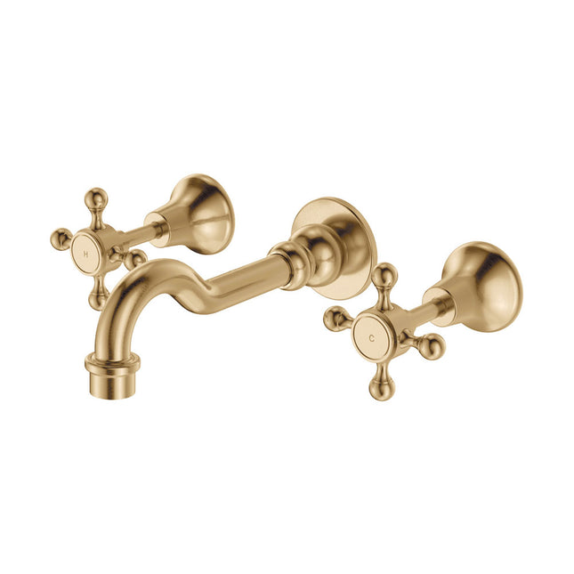 Fienza Lillian Shepherds Crook Gold Basin/Bath Wall Set ,
