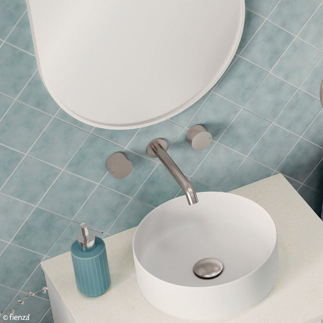 Fienza Kaya Brushed Nickel Wall Mounted Basin/Bath Tap Set, 3 Pieces ,