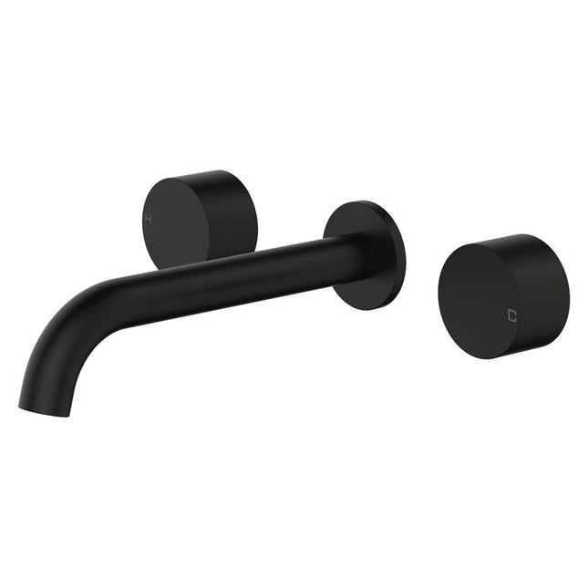 Fienza Kaya Matte Black Wall Mounted Basin/Bath Tap Set, 3 Pieces ,