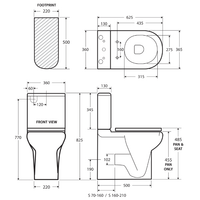 Fienza Rak Compact Back to Wall Toilet Suite, Grey Seat ,