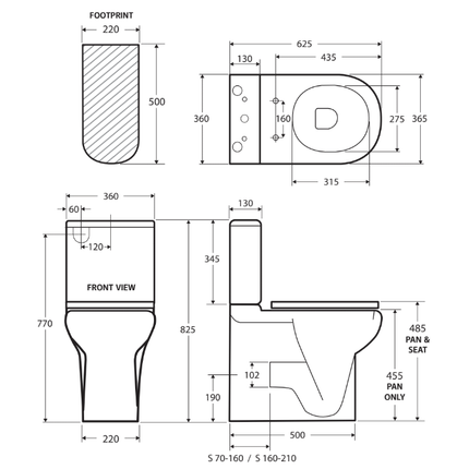 Fienza Rak Compact Back to Wall Toilet Suite, Blue Seat ,