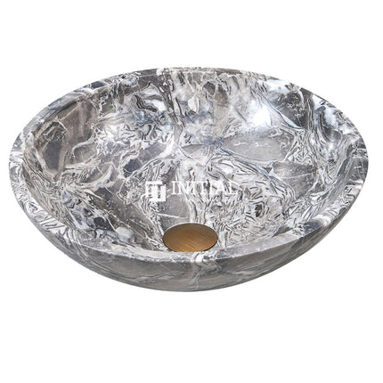 Above Counter Stone Basin Greyish Marble Surface Basin 420x420x140 ,