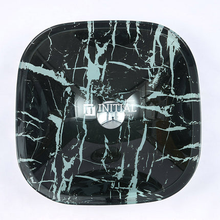 Above Counter Tempered Glass Basin Artistic Square Double Layer 400x400x140 ,
