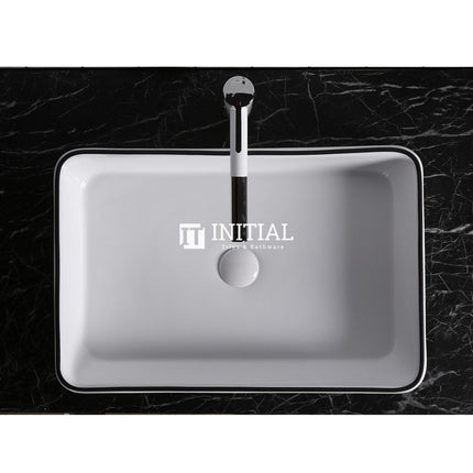 Gloss White and Black Edge Above Counter Basin 610x410x120 ,