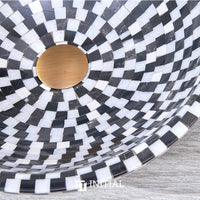 Above Counter Basin Marble Mosaic Surface Round Stone Basin 420x420x140 ,