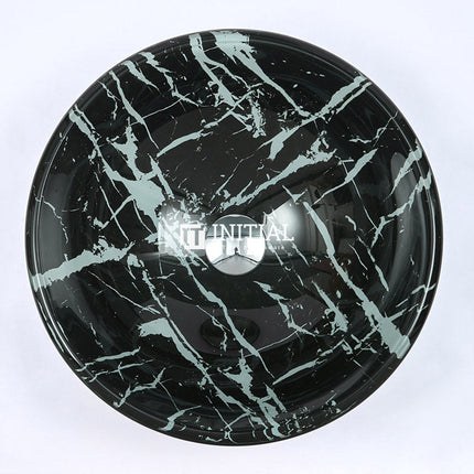 Above Counter Tempered Glass Basin Artistic Round Double Layer 420x420x145 ,