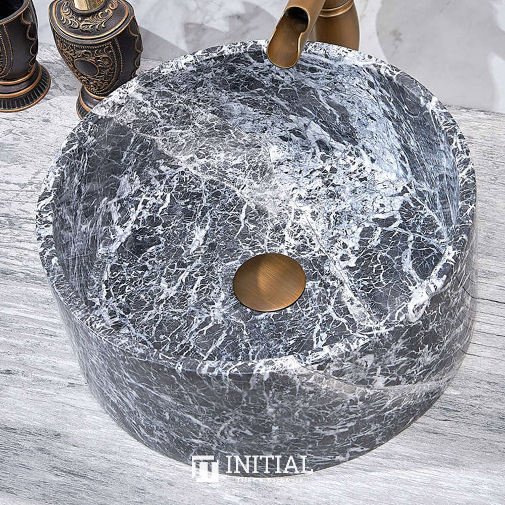 Above Counter Basin Marble Surface Vintage Round Stone Basin 370x370x150 ,