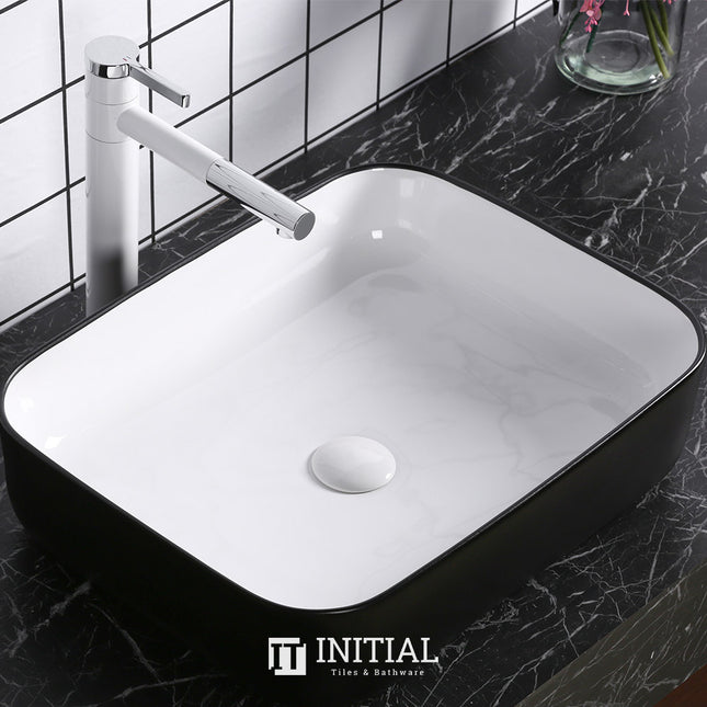 Gloss Black and White Above Counter Basin 500x400x135 ,