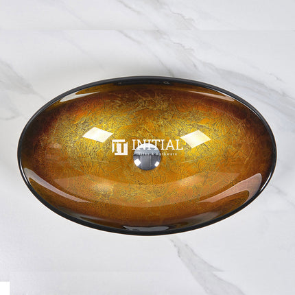 Above Counter Tempered Glass Basin Oval Colourful Basin 545x370x155 ,