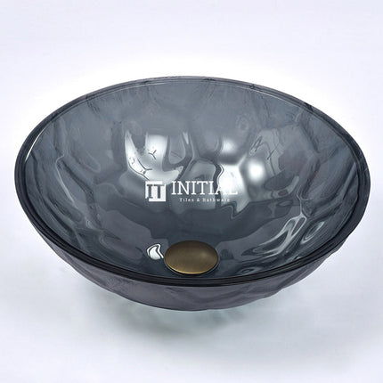 Above Counter Tempered Glass Basin Hexagon Pattern Round Basin 420x420x145 ,