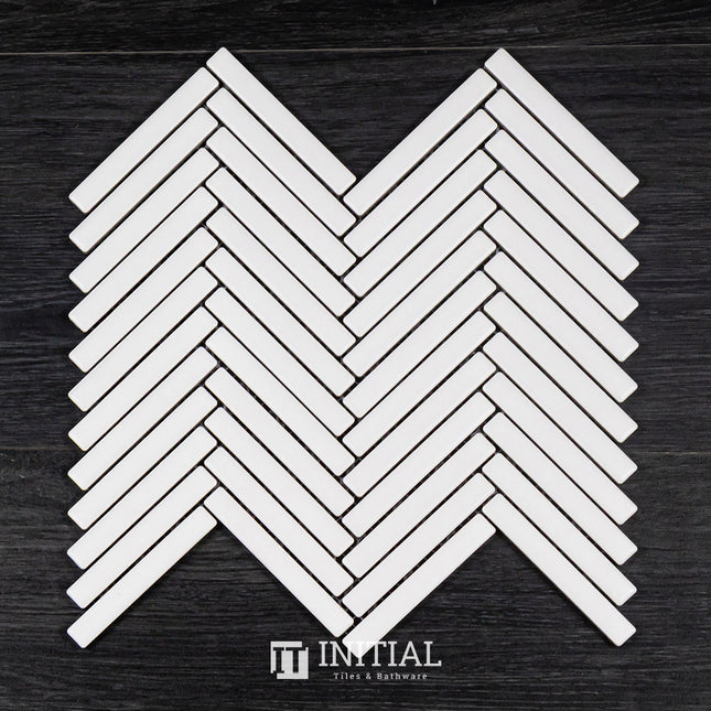 Feature Mosaic Kitkat Avoca Herringbone Matt White 266X238 ,