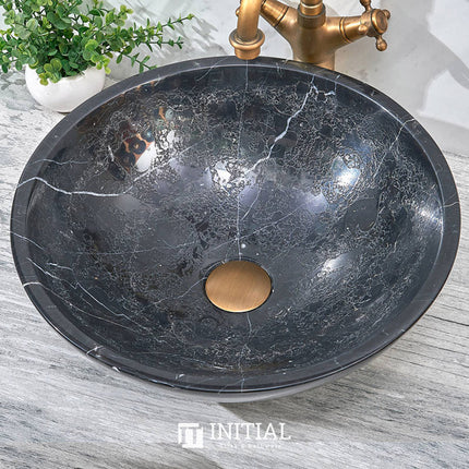 Stone Round Above Counter Basin Dark Marble Surface 420x420x140 ,