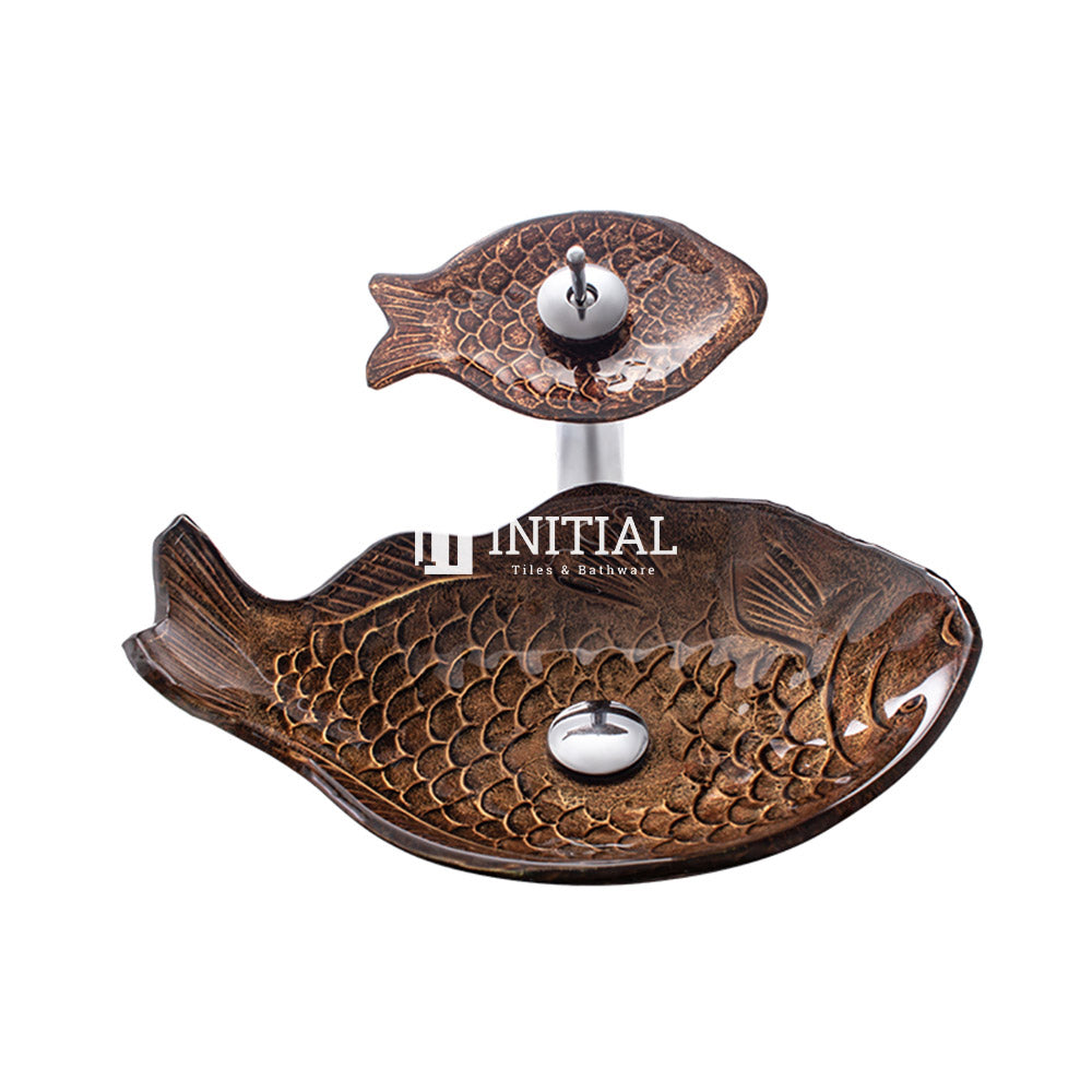 Above Counter Tempered Glass Basin Special Fish Shape Basin 450x350x170 ,