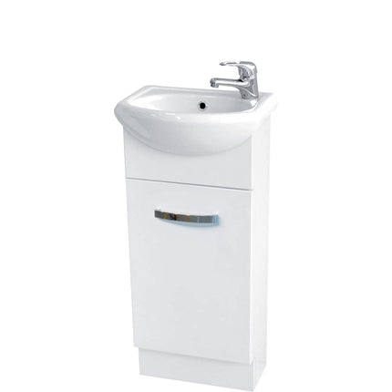 Fienza Gloss White Antonio 400 Vanity On Kick, Solid Door, 1 Tap Hole ,