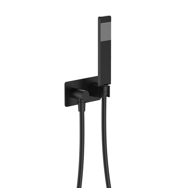 Fienza Lincoln Matte Black Hand Shower, Soft Square Plate ,