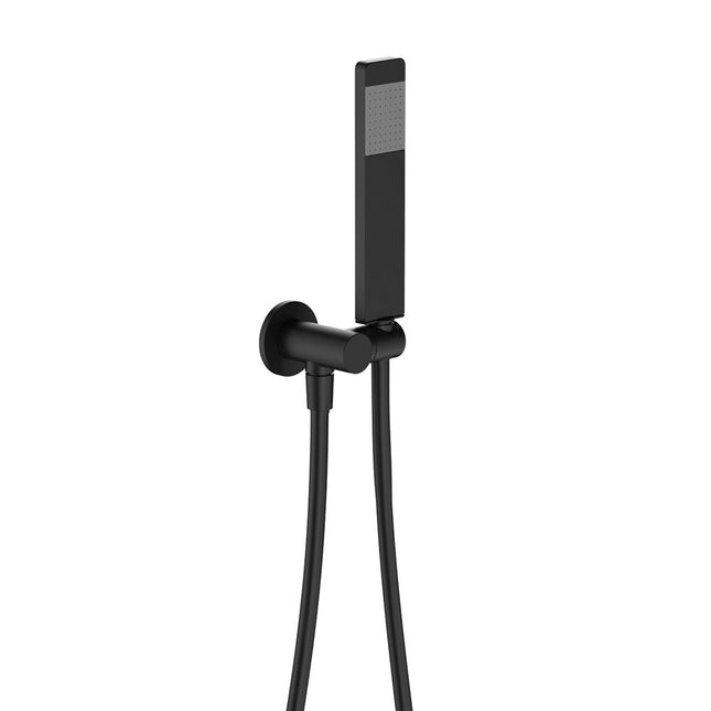 Fienza Lincoln Matte Black Hand Shower, Round Plate ,