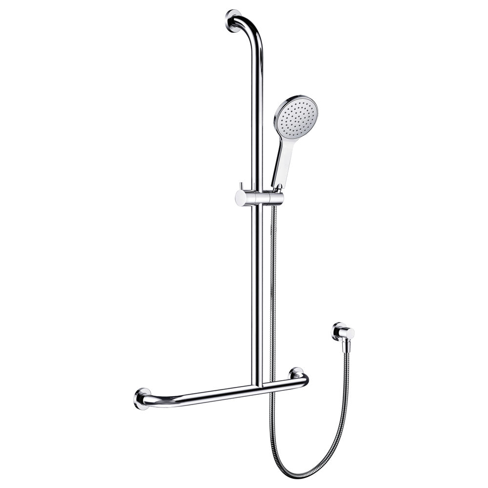Fienza Luciana Care Chrome Right Hand Inverted T Rail Shower ,
