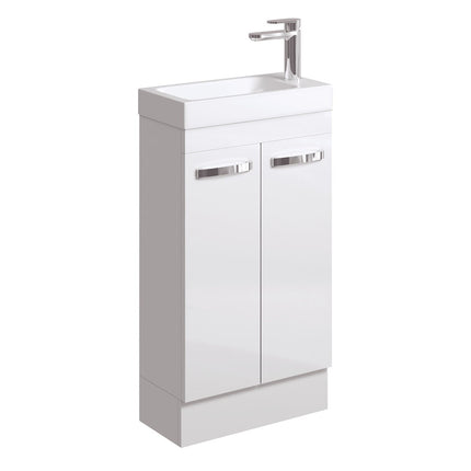 Fienza Denzel 450 Ensuite Gloss White Vanity On Kick, 1 Tap Hole ,