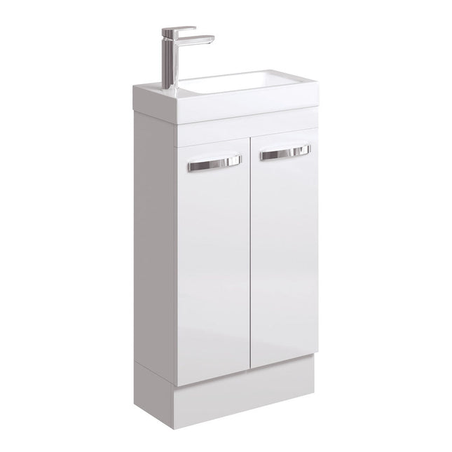 Fienza Denzel 450 Ensuite Gloss White Vanity On Kick, 1 Tap Hole ,
