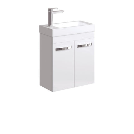 Fienza Denzel 450 Ensuite Gloss White Wall Hung Vanity, 1 Tap Hole ,