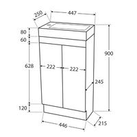 Fienza Ralph 450 Ensuite Gloss White Vanity On Kick, Solid Doors ,