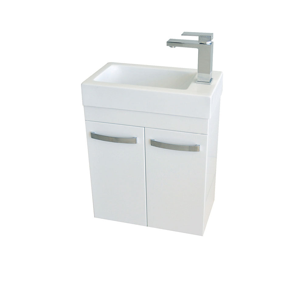 Fienza Ralph 450 Ensuite Gloss White Wall Hung Vanity, Solid Doors ,
