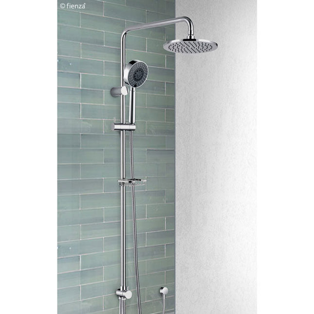 Fienza Michelle Chrome Multifunction Twin Rail Shower With Soap Basket ,