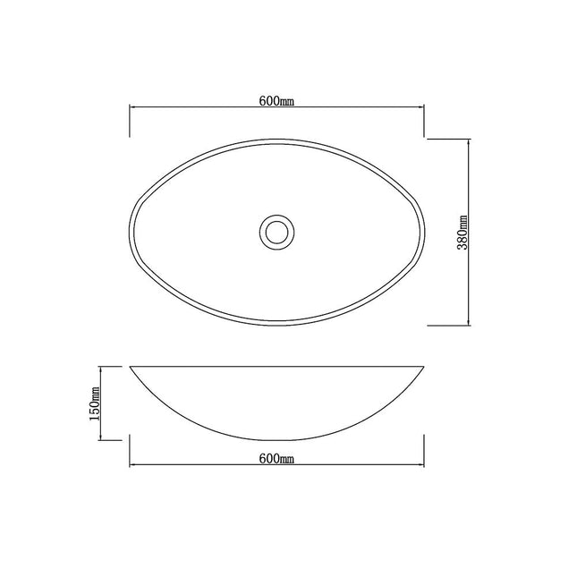 Above Counter Stone Basin Oval Shape Marble Surface Basin 600x380x150 ,