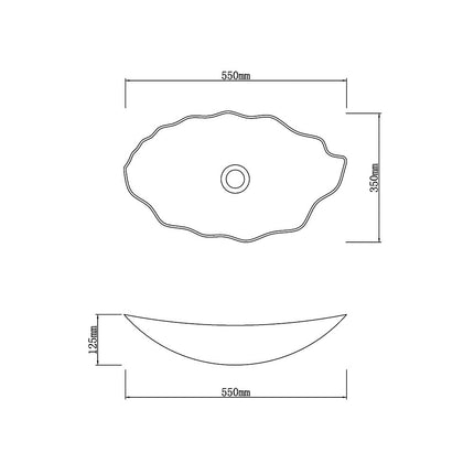 Above Counter Tempered Glass Basin Special Leaf Shape Vintage Basin 550x350x125 ,