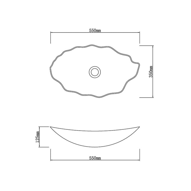 Above Counter Tempered Glass Basin Special Leaf Shape Vintage Basin 550x350x125 ,