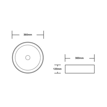 Above Counter Round Basin Chevron Pattern, Gloss White, 360X360X120 ,