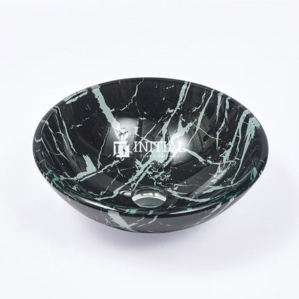 Above Counter Tempered Glass Basin Artistic Round Double Layer 420x420x145 ,