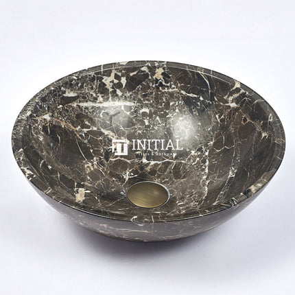 Round Nature Stone Basin Black Marble Finish 420x420x140 ,