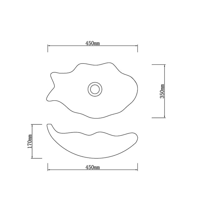 Above Counter Tempered Glass Basin Special Fish Shape Basin 450x350x170 ,