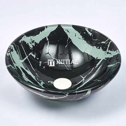 Above Counter Tempered Glass Basin Artistic Round Double Layer 420x420x145 ,
