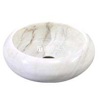 Above Counter Basin Round White Marble Surface Stone Basin 420x420x140 ,