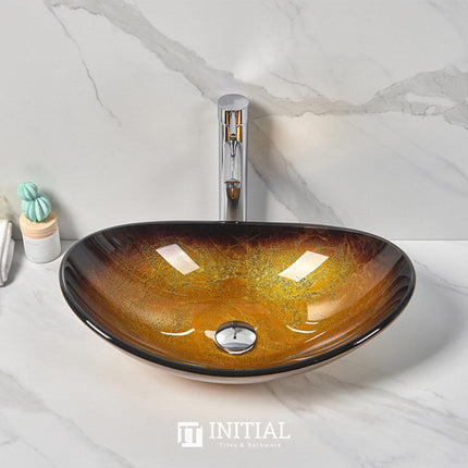 Above Counter Tempered Glass Basin Oval Colourful Basin 545x370x155 ,