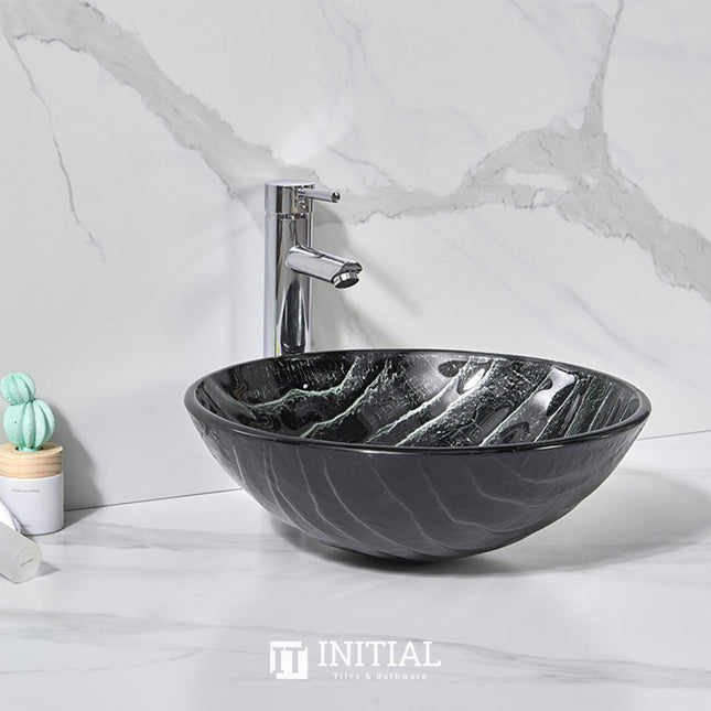 Above Counter Tempered Glass Unique Round Basin 420x420x145 ,