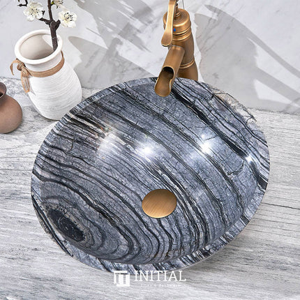 Above Counter Marble Finish Round Stone Basin 420x420x140 ,